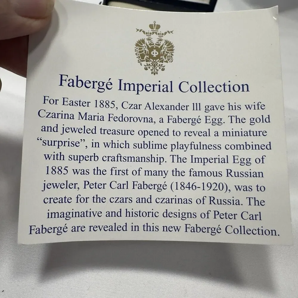 Faberge Blue Velvet  Presentation Box White Satin Lining Gold Brass Hinges
